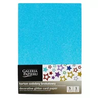 Opakowania i torebki na prezenty - Papier ozdobny Galeria Papieru Brokat błękitny 210g/m2 5ark. A4 - miniaturka - grafika 1