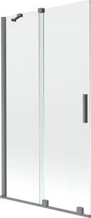 Mexen Velar parawan nawannowy 2-skrzydłowy rozsuwany 100 x 150 cm, transparent, gun metal - 896-100-000-01-95 - Parawany nawannowe - miniaturka - grafika 1