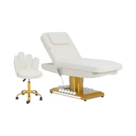 Fotele kosmetyczne - physa Fotel kosmetyczny i krzesło kosmetyczne elektryczny podgrzewany 3 silniki 300 W 188 x 70 x 59 80 cm 200 kg biały / złoty - Fotele kosmetyczne - miniaturka - grafika 1
