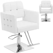 Fotele fryzjerskie - Fotel fryzjerski barberski kosmetyczny z podnóżkiem Physa COTTAM - biały - miniaturka - grafika 1