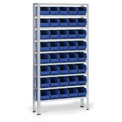 Szafy i regały magazynowe - Regał z plastikowymi pojemnikami BASIC, 1730 x 850 x 300 mm, 40x pojemnik typu B - miniaturka - grafika 1