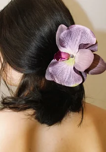 Fioletowa spinka z orchideą - Ozdoby do włosów - miniaturka - grafika 1