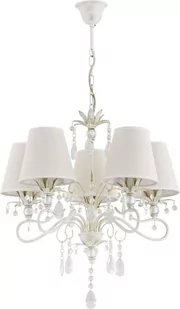 Alfa Lampa wisząca zwis żyrandol Lukrecja 5x40W E14 biały złoty ecri 21065 - Lampy sufitowe - miniaturka - grafika 1