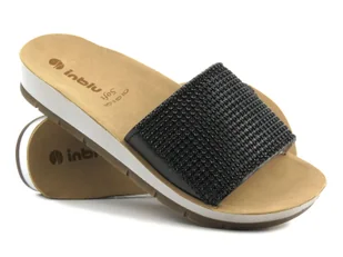 Klapki damskie ze zdobioną cholewką- INBLU BRILLA, czarne - Inblu - Klapki i japonki damskie - miniaturka - grafika 1