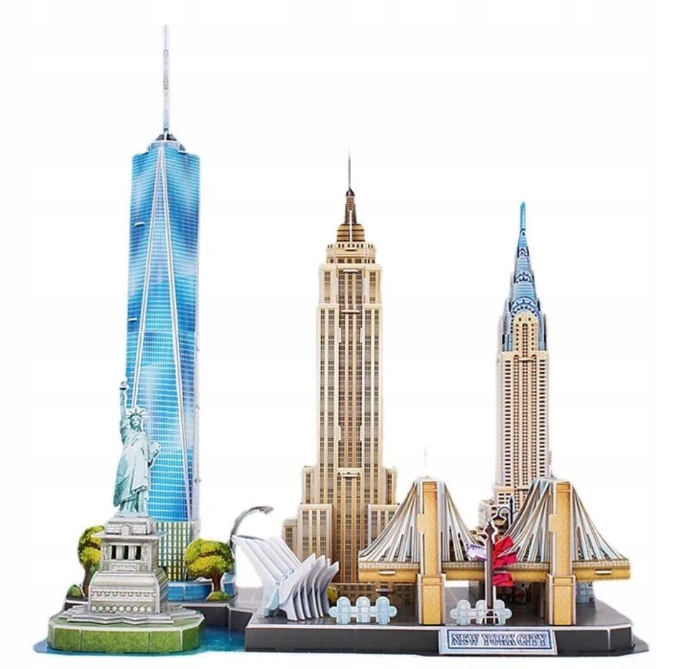 2 x PUZZLE 3D MIASTO NOWY JORK PANORAMA NEW YORK ŚWIATŁO LED 101 ELEMENTÓW