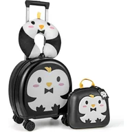 Walizki - Walizka Kabinowa dla Dzieci 4 Sztuki, Walizka 14 Cali z Plecakiem 10 Cali, Poduszką pod Szyję, Walizką dla Dzieci w Wieku od 3 do 7 Lat (Czarna) - miniaturka - grafika 1