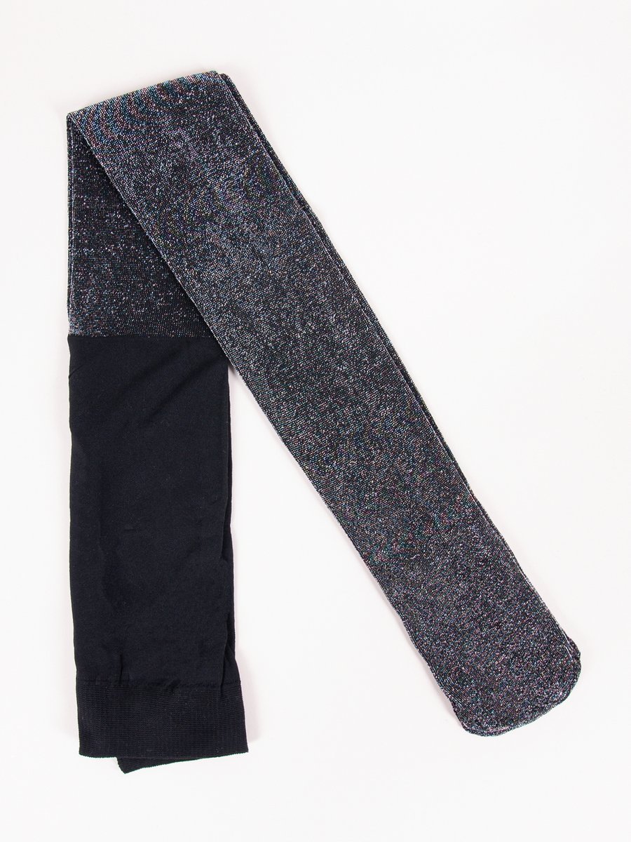 Rajstopy dziecięce mikrofibra czarne z kolorową przędzą metalizowaną 60 DEN140-146
