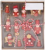 Ozdoby bożonarodzeniowe - Home Styling Collection Zestaw drewnianych zabawek choinkowych, 12 szt. - miniaturka - grafika 1