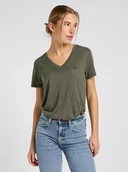 Koszulki i topy damskie - DAMSKA KOSZULKA LEE V NECK TEE OAK MOSS 112370954 - Lee - miniaturka - grafika 1