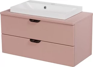 Szafka łazienkowa pudrowy róż z umywalką nablatową czarny uchwyt 80 cm Magnolia Gante - Szafki łazienkowe - miniaturka - grafika 1