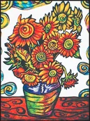 Kolorowanki, wyklejanki - Painting Velvet Kolorowanka welwetowa, Van Gogh słoneczniki w wazie - miniaturka - grafika 1