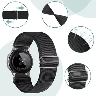 Pasek elastyczny Uniwersalny nylonowy Alogy Nylon opaska do zegarka Smartwatcha 22mm Czarny - Akcesoria do smartwatchy - miniaturka - grafika 4