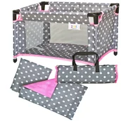 Domki dla lalek - Łóżeczko Dla Lalek, Kojec, Łóżeczko Turystyczne, Zestaw Torba + Pościel Doris - miniaturka - grafika 1