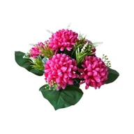 Sztuczne kwiaty - Stroik dekorowany w donicy 5 chryzantem mix - miniaturka - grafika 1