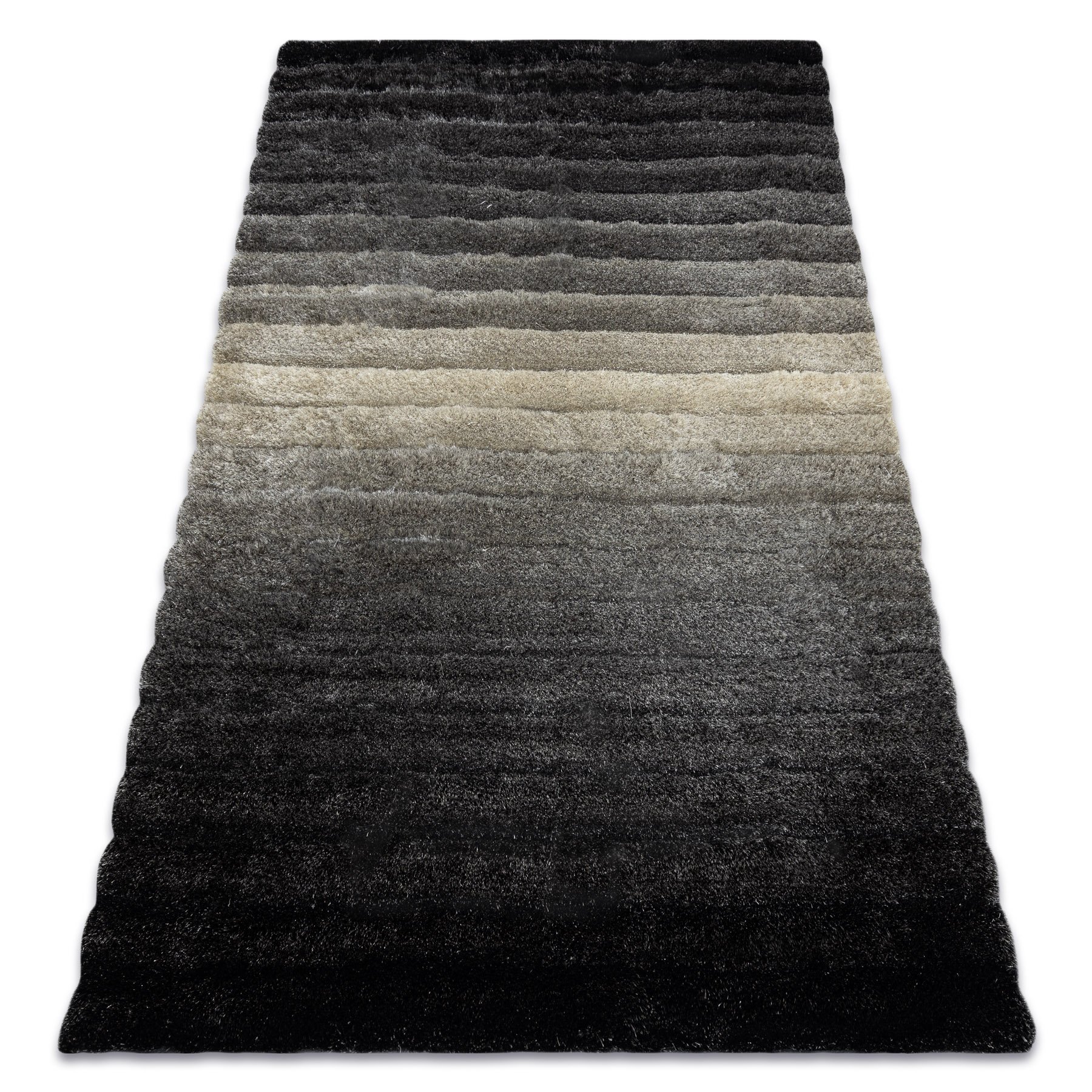 Dywan shaggy FLIM 007-B6 nowoczesny, Pasy - Strukturalny, szary 120x160 cm