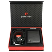 Paski - Zestaw Prezentowy Męski Portfel Pasek Skórzany Pierre Cardin Czarny - miniaturka - grafika 1