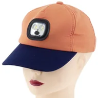 Czapki i chusty sportowe męskie - DZIECIĘCA CZAPKA Z DASZKIEM PATROLÓWKA CZOŁÓWKA LED USB POMARAŃCZ - miniaturka - grafika 1