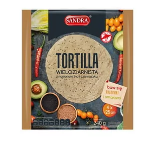 SANDRA Tortilla pszenno-żytnia wieloziarnista z nasionami lnu i czarnuszką 25cm (4szt) 240g - Zdrowa żywność - miniaturka - grafika 1