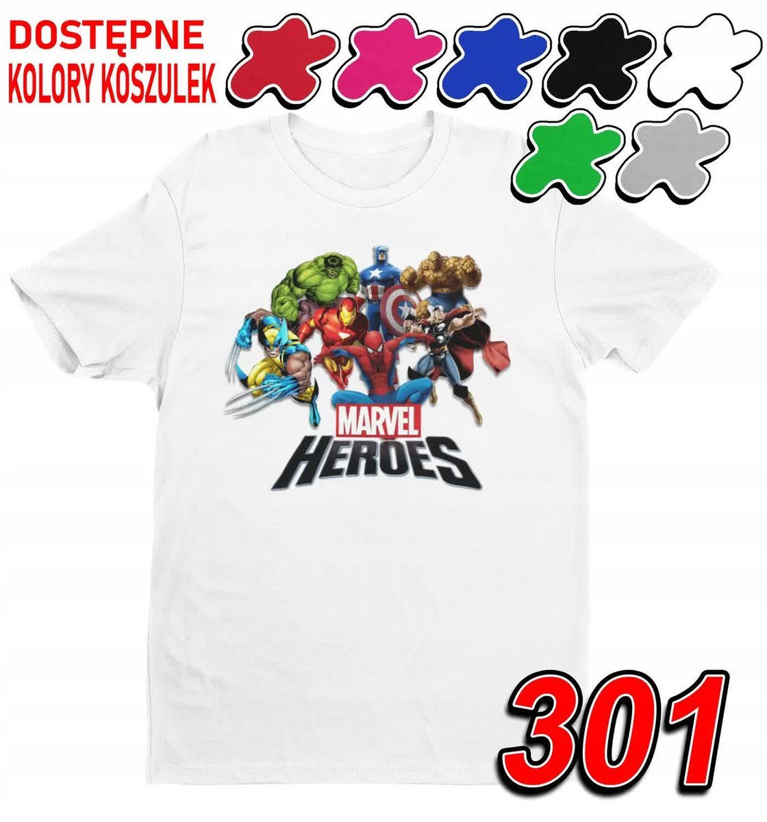 Dziecięca Koszulka Z Nadrukiem Avengers Postacie Marvel -M 134-140