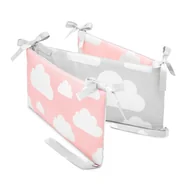 Ochraniacze do łóżeczka - Ochraniacz do łóżeczka chmurki pink & grey - miniaturka - grafika 1