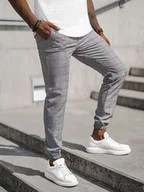 Spodnie męskie - SPODNIE MĘSKIE CHINO JOGGERY W KRATĘ SZARE OZONEE DJ/2289/22Z - Ozonee - miniaturka - grafika 1