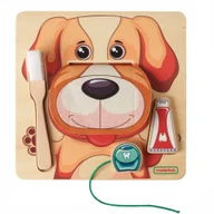 Klocki - MASTERKIDZ Nauka Zdrowej Higieny Jamy Ustnej na Przykładzie Pieska - Tablica Ścienna Edukacyjna Montessori - miniaturka - grafika 1