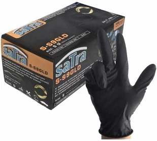 SATRA NITRILE GLOVES BLACK size S 100pcs. - Rękawice robocze - miniaturka - grafika 1