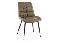 Krzesła - Krzesło LOU oliwkowe tapicerowane skóra syntetyczna - miniaturka - grafika 1
