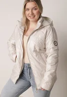 Kurtki damskie - Jasnoszara Pikowana Kurtka Przejściowa o Prostym Kroju z Kapturem Vimoris - miniaturka - grafika 1