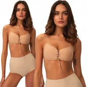 Biustonosze - BARDOTKA STANIK BIUSTONOSZ GŁADKI SAMOPRZYLEPNY PUSHUP GOŁE PLECY BEZSZWOWY - miniaturka - grafika 1