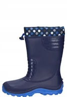 Buty dla dziewczynek - BECK GRANATOWE KALOSZE DZIECIĘCE Z OZDOBNYM PASKIEM OCIEPLANE 32-33 6CA - miniaturka - grafika 1