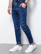 Spodnie męskie - Spodnie męskie jeansowe joggery - niebieskie P907 - miniaturka - grafika 1