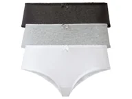 Majtki damskie - esmara® Figi damskie z biobawełną, 3 pary (M (40/42), Czarny/szary/biały) - miniaturka - grafika 1