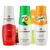 Syropy i koncentraty owocowe - SodaStream Zestaw koncentratów do napojów Cola, 7UP, Mirinda 440ml - miniaturka - grafika 1