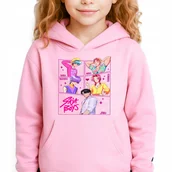 Bluzy dla dziewczynek - Bluza Dziecięca Różowa Z Kapturem CARTOON SAJABOYS Muzyka Wzory Rozm 128 cm - miniaturka - grafika 1