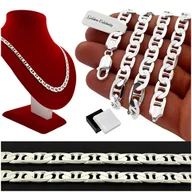 Łańcuszki - Gruby Srebrny Łańcuszek Męski Pełny Gucci 50Cm/7,5Mm Srebro 925 + Gratisy - miniaturka - grafika 1