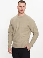 Swetry męskie - Calvin Klein Sweter K10K110401 Beżowy Regular Fit - miniaturka - grafika 1