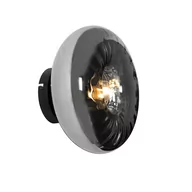 Lampy ścienne - QAZQA Kinkiet Art Deco czarny z dymionym szkłem - Ayesha - miniaturka - grafika 1