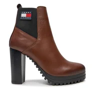 Botki damskie - Botki Tommy Jeans Tjw New Ess High Heel Boot EN0EN02439 Brązowy - miniaturka - grafika 1