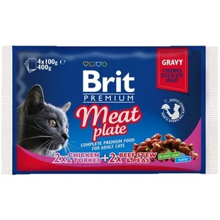 Brit 4x100g Meat Plate Kurczak indyk + wołowina groszek Karma dla kota - Mokra karma dla kotów - miniaturka - grafika 3