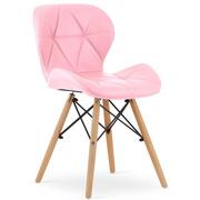 Krzesła - Różowe krzesło kuchenne tapicerowane ekoskórą - Zeno 3X - miniaturka - grafika 1