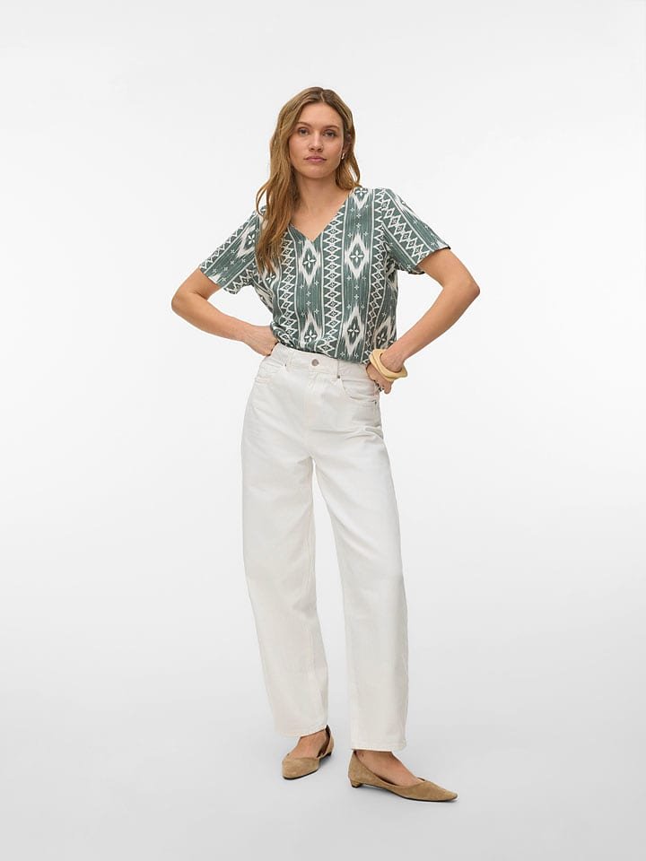 Vero Moda Koszulka w kolorze zielono-białym
