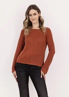 Swetry damskie - Cienki sweterek z rozszerzonymi rękawami - SWE346 rudy MKM - miniaturka - grafika 1