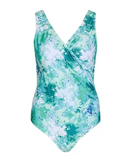 Stroje kąpielowe - Unmade Copenhagen Damski strój kąpielowy ShelbyUM Sunsuit, nadruk niebieski/zielony, L, niebieski/zielony, L - grafika 1