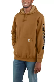 Bluzy sportowe męskie - Bluza męska z kapturem Carhartt Midweight Sleeve Logo Hooded BRN brązowy - grafika 1