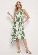Sukienki - Zielona Sukienka z Wiskozy z Wzorem w Kwiaty Bez Rękawów Orrulene - miniaturka - grafika 1