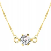 Naszyjniki - Złoty Naszyjnik z Cyrkonią Lśniącym Kryształem Kamień Kryształ SREBRO 925 - miniaturka - grafika 1