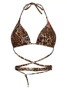 GUESS - Damska góra od bikini  trójkątne miseczki  z wypełnieniem, beżowy|brązowy|czarny|wielokolorowy - Stroje kąpielowe - miniaturka - grafika 1