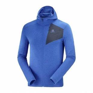 Bluza Salomon Outline FZ Hoodie Nautical Blue - Bluzy sportowe męskie - miniaturka - grafika 1