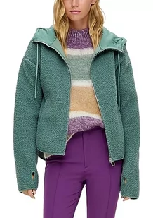 Q/S by s.Oliver Damska bluza z kapturem z pluszu, Niebieski zielony, L - Bluzy damskie - miniaturka - grafika 1